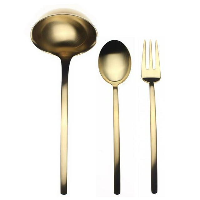 Mepra 108022003 Fourchette Cuillère & Louche Ensemble de Service Oro Glace - 3 Pcs