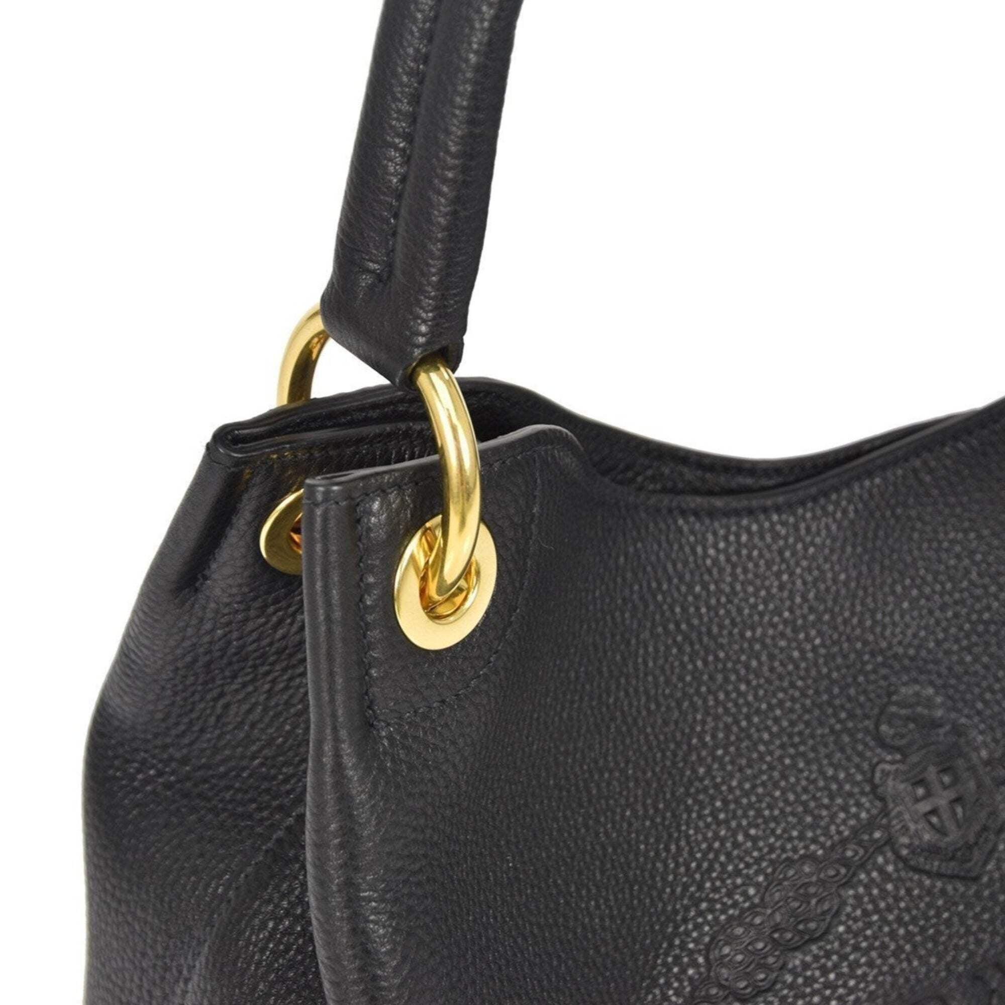 New Prada Vitello Phenix Black Leather Embossed Logo Hobo