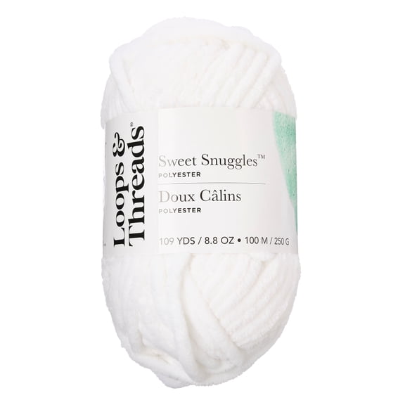 Sweet Snuggles Yarn by Loops & Threads - Yarn for Knitting - Crochet - Weaving - and Arts & Crafts - White - Polyester - 8.8 oz