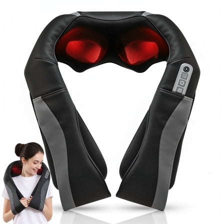 Naipo Neck and Back Massager, 3D Deep Kneading Shiatsu Shoulder Massager with Heat,  Gifts for Men Women, Black