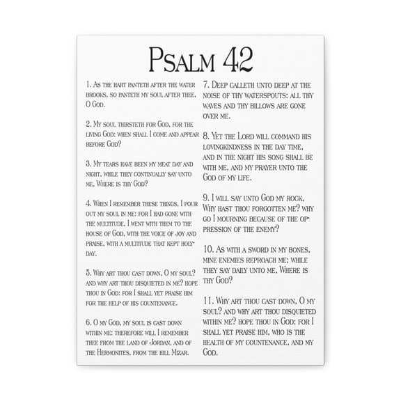 Scripture Walls Psalm 42 Satisfy My Thirsty Soul White Bible Chapter Canvas Christian Wall Art Ready to Hang Unframed