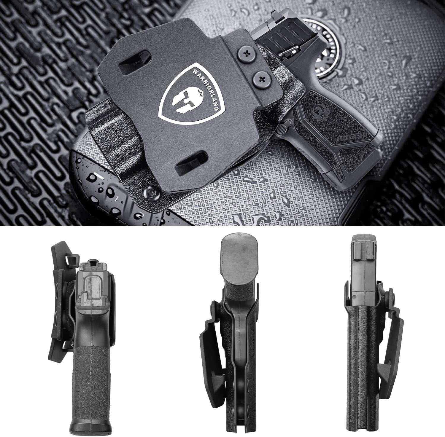 OWB Holster Optics Cut Fit Ruger Max-9 Pistol, Fits 1.5"-1.75" Belt, Optics Cut, Right Hand