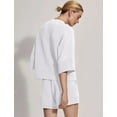 thumbnail image 3 of Bliwov Womens Two Piece Sets Summer Lounge Outfits 2 Piece Sweatshorts Fashion Tracksuit 3/4 Sleeve Trendy Athletic Clothing, 3 of 11
