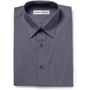 Gentlemens Collection Men's Slim Fit Long Sleeve Solid Dress Shirt - Charcoal - 18 2-3