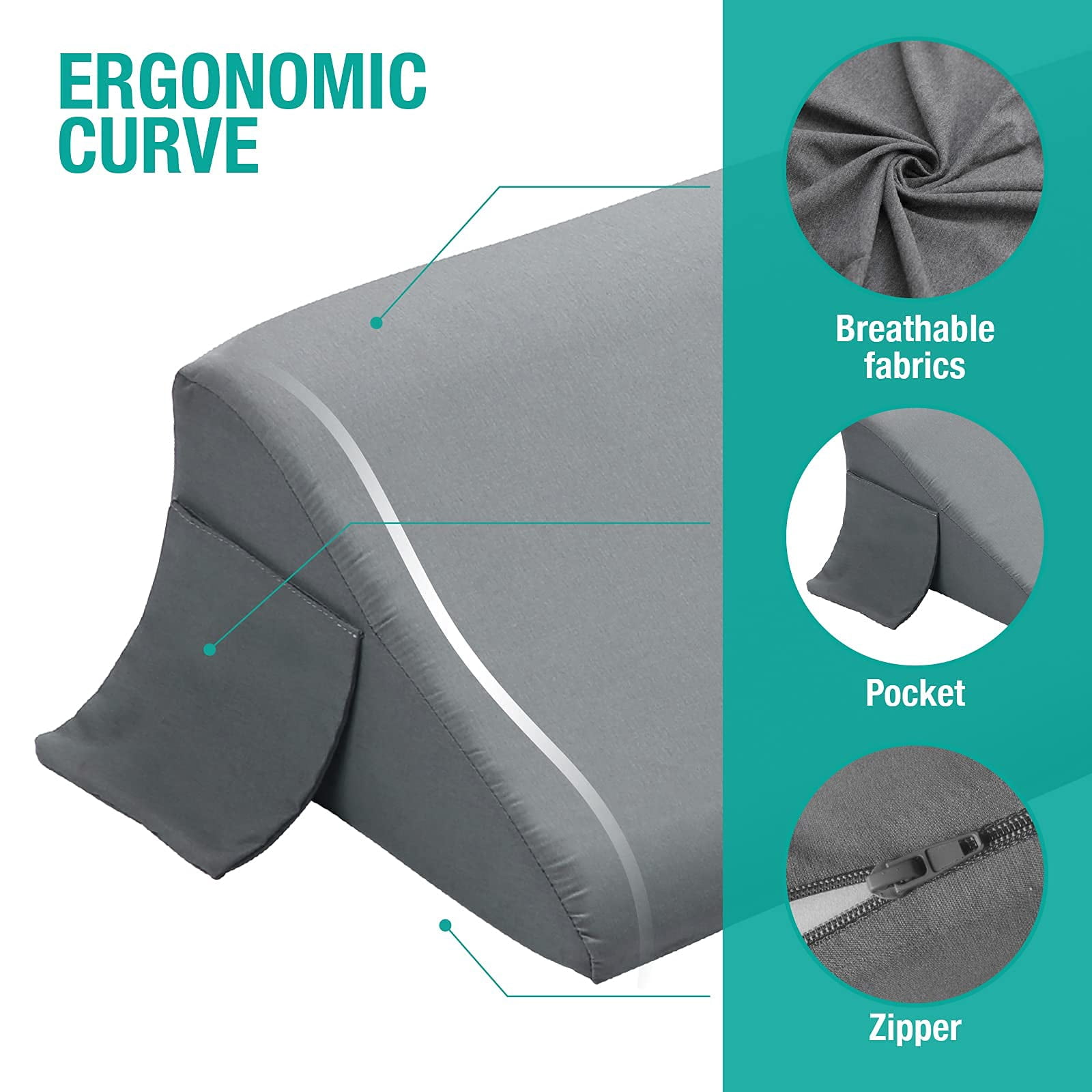 Full Size Bed Wedge Pillow/headboard Pillow Wedge/mattress Gap Filler To Close (0-6") Between Headboard And Mattress (gray 54"x10"x6")