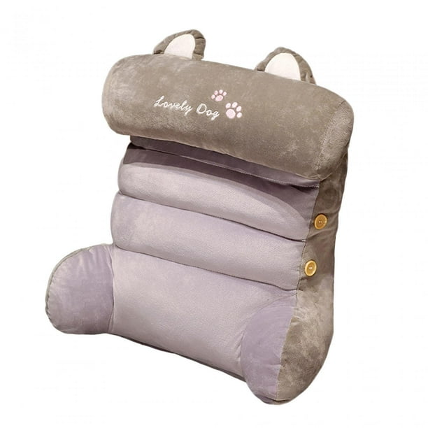 Almohada de respaldo de felpa, cojín de soporte para la cintura, cojín de respaldo, asiento resistente a las manchas Gris