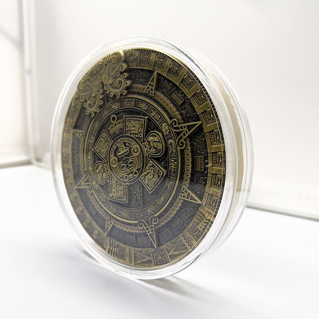 80mm Dia Mayan Aztec Prophecy Green Bronze Coin Medallion Art Collection 