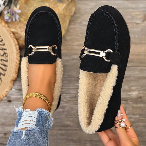 OKBOP Women's Round Toe Faux Suede Loafers, Flat Sleek Design Dress
