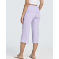 thumbnail image 4 of Real Essentials 3 Pack: Women's Ribbed Foldover Wide Leg Loose Capri Open Bottom Yoga Lounge Pants (Available in Plus), 4 of 5