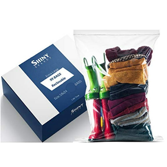 [ 99 COUNT ] EXTRA LARGE FOOD STORAGE FREEZER BAGS - 2 MILL THICK - 5 Gallon Storage Bags 18"x24", Reclosable Quick Seal Top [99 COUNT]