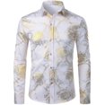 thumbnail image 3 of Camisa de moda 2024 para hombre con estampado 3D de flores, solapa con botones, camisa de manga larga, ropa de fiesta, diseño de camisas cómodas, 3 of 5