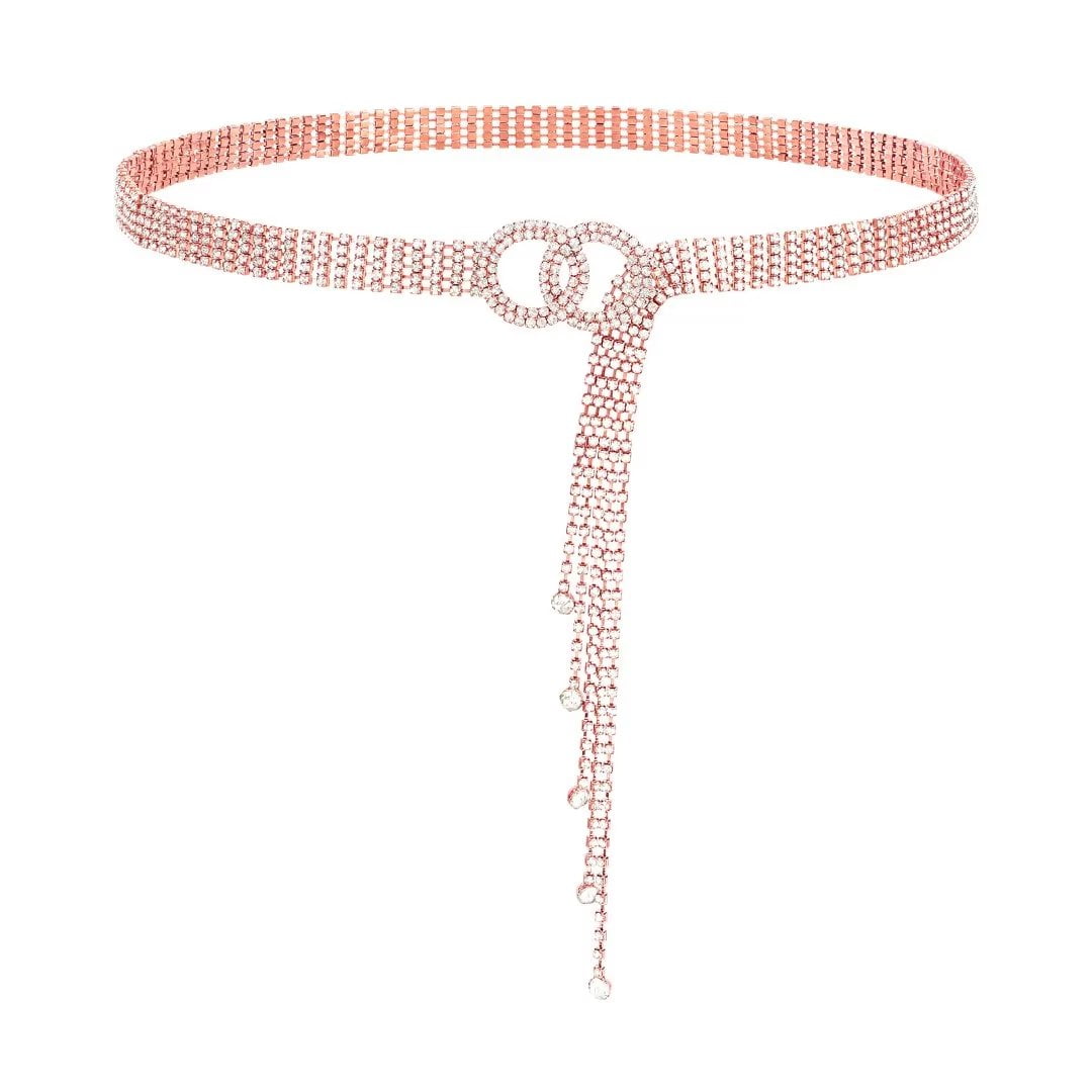 JASGOOD Crystal Belts for Women Rhinestone Plus Size Chain Belt ORing