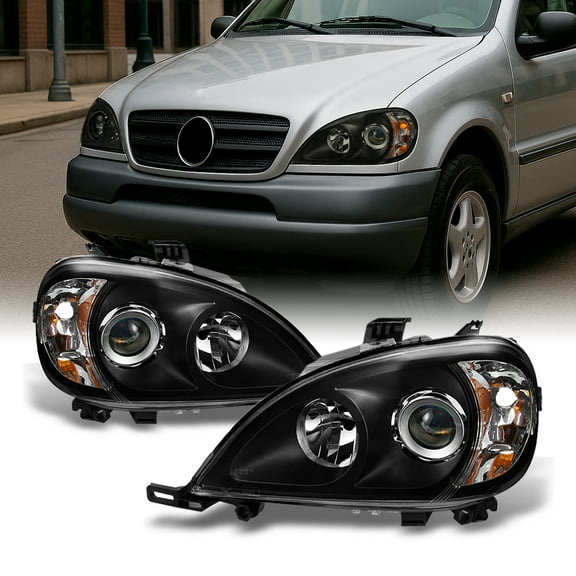 Fit Black 1998-2001 Mercedes Benz W163 ML320 ML430 Projector Headlights Lamps