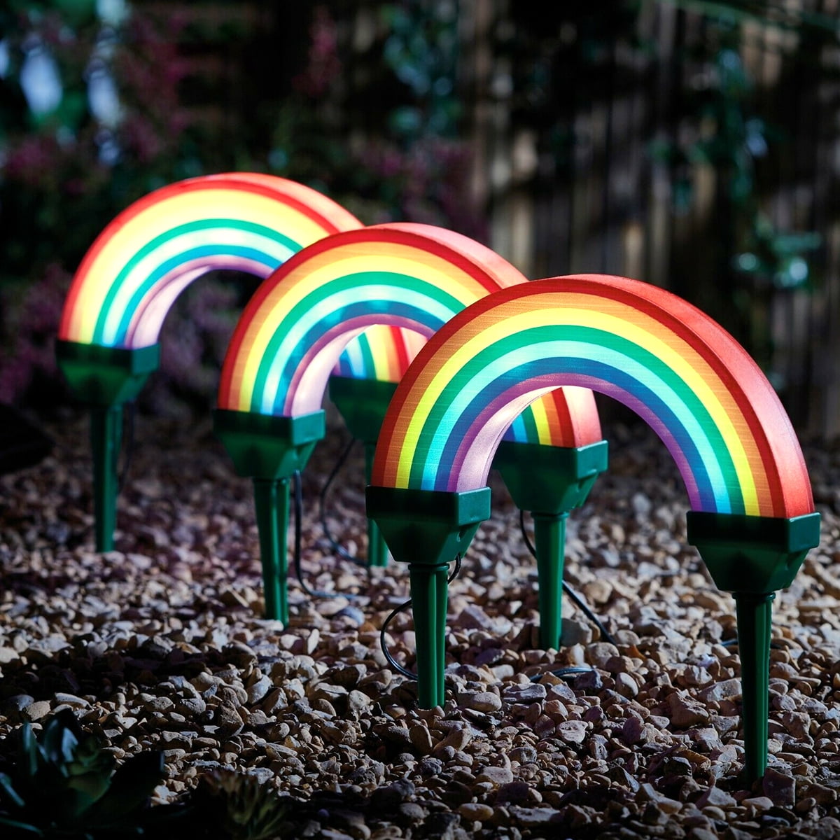 solar rainbow stake lights