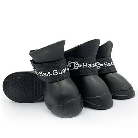 FYTPOV 4Pcs Waterproof Dog Boots Dog Shoes for Snow and Rain Teddy Pomeranian Bichon Small Dogs  Pet Supplies  Black  XXL