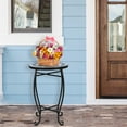 thumbnail image 3 of BAYUELSWU Outdoor Side Table Mosaic Round Tile Top Indoor and Outdoor Accent Table, Metal Frame Small End Tables for Living Room, Bedroom, Yard, Garden, Porch (Blue Ocean), 3 of 7