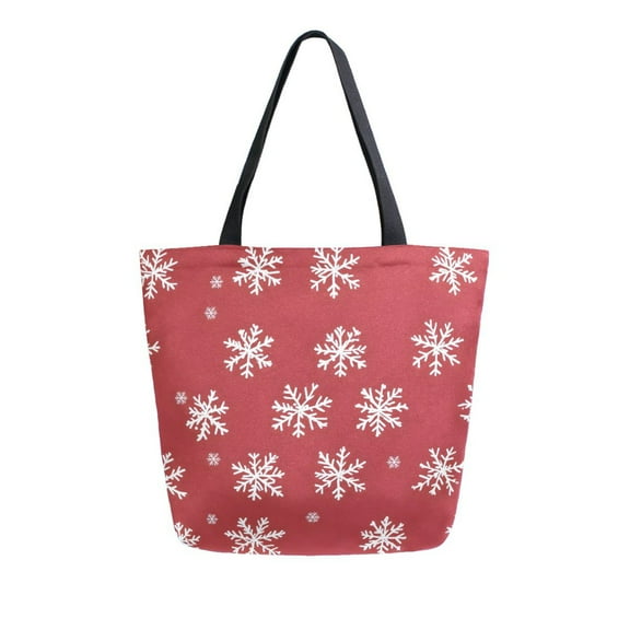 ALAZA Christmas Snowflake Large Shoulder Tote Bag Canvas Handbag for Outdoor Beach