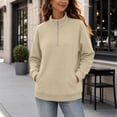 thumbnail image 4 of Dolkfu Yellow Women'S Tops Zip Mock Neck Long Sleeve Fashion Sweatshirt Outdoor Modern Relaxed Fit Solid Tops Khaki,L, 4 of 5
