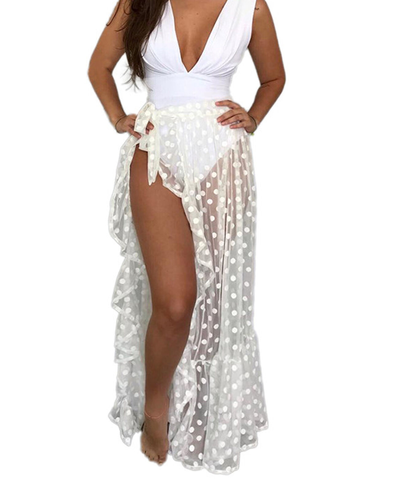Luiryare Women Mesh Sheer Skirts High 