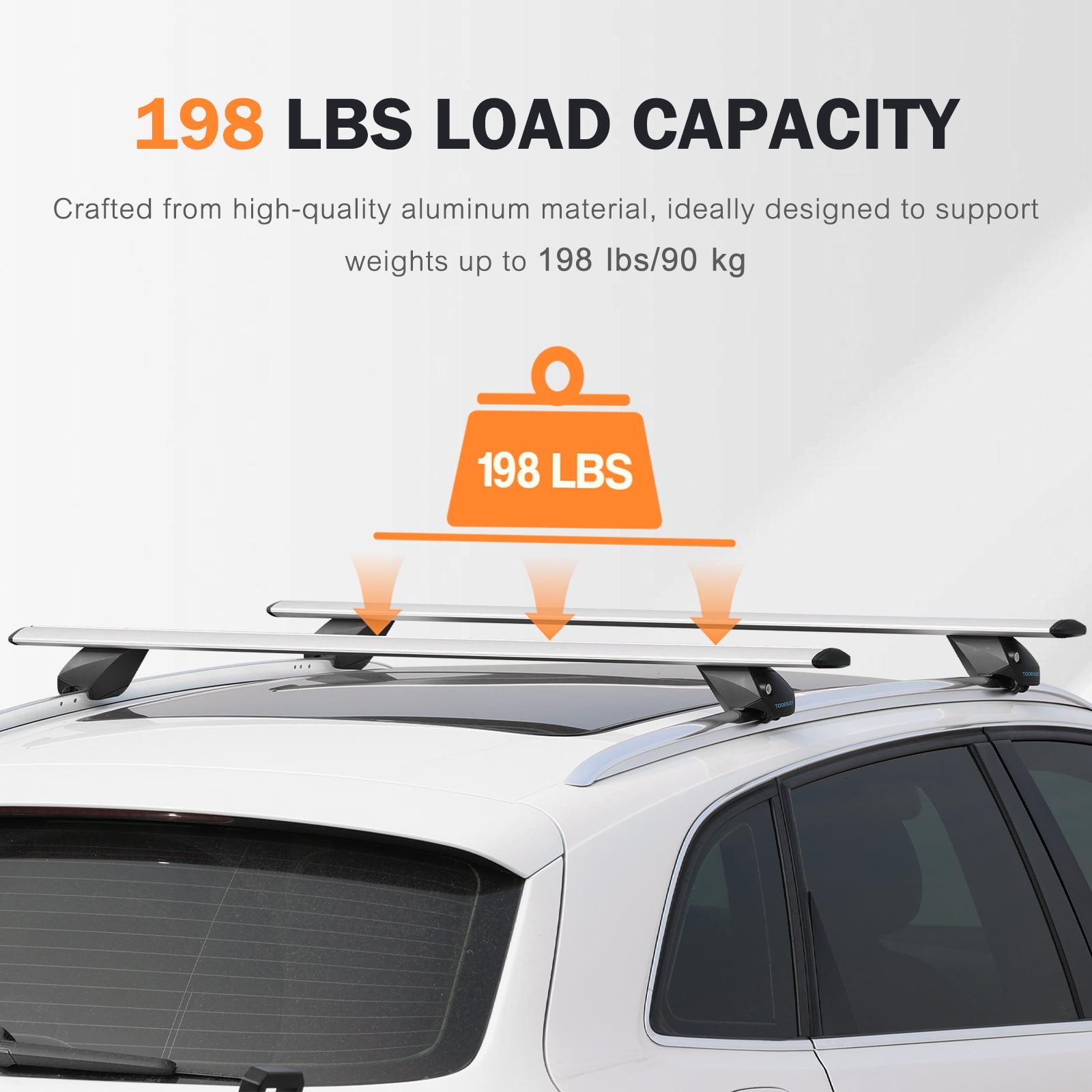 COWVIE 53" Pro Universal Roof Rack Cross Bars with keyed Locks Fully Assembled- Fit Raised Rails, Silver