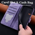 thumbnail image 7 of for iPhone 16 Case, Flower Embossed PU Leather Shockproof Magnetic Flip Cover Card Holders Wallet Purse Phone Case for iPhone 16, Purple, 7 of 7