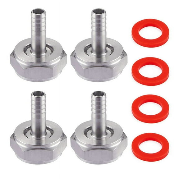 4PCS Stainless Steel Beer Coupler Fitting,Beer Line Connector Kit,Hex Nut 5/8 Inch G Thread x 5/16 Inch Barb