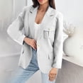 thumbnail image 1 of Puntoco Chaqueta Informal De Color Liso Con Cuello Vuelto, Sin Capucha, Manga Larga Y Bolsillo Cruzado Para Mujer, 1 of 9