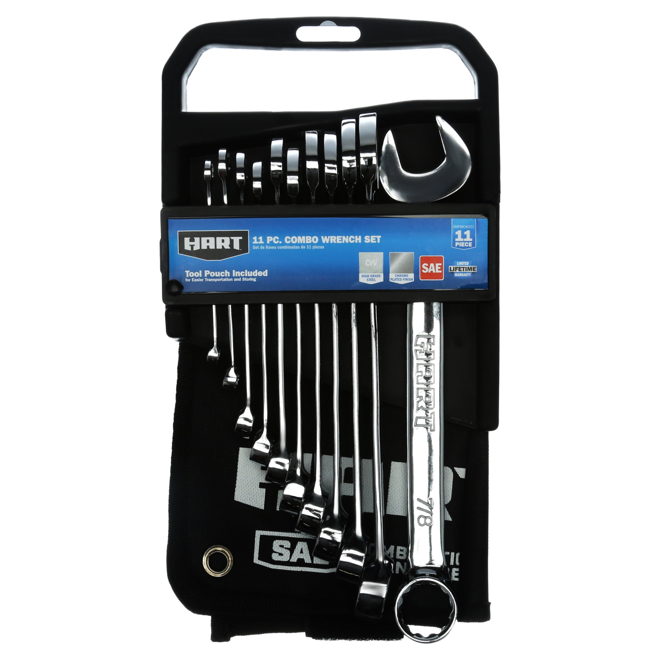 HART 11 Piece SAE Combination Wrench Set with Tool Pouch Chrome Vanadium