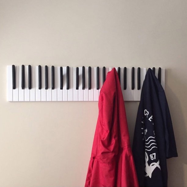 JNGSA Piano Wooden Coat Racks, Piano Hooks Coat Rack, WallMounted