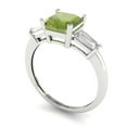 thumbnail image 2 of 1.62 ctw 3 Stone Anniversary Ring for Women | Square Emerald Cut Natural Peridot | Hyperallergenic Solid 14K White Gold, 2 of 5
