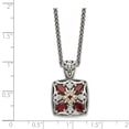 thumbnail image 2 of 925 Sterling Silver With Real 14kt Diamond & Garnet Necklace; 18 inch; for Adults and Teens, 2 of 2