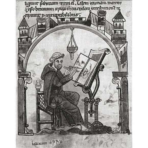 Design Pics DPI1877875 A Monk At His Desk in A Scriptorium C.1200 From The Book Short History of The English People by J.R. Green Published London 1893 Poster Print, 13 x 16
