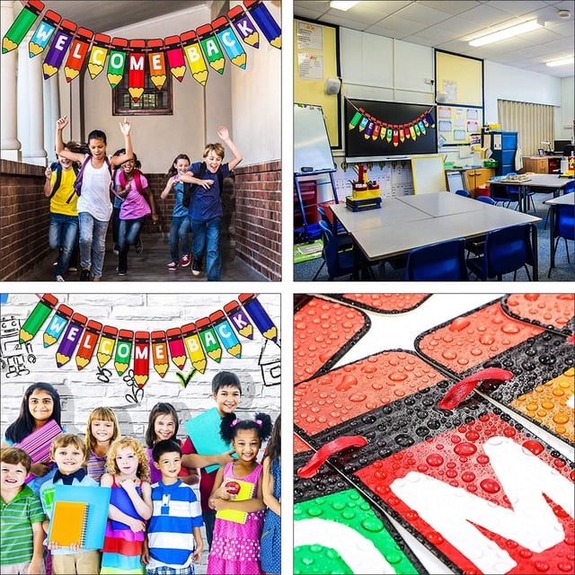IDEANATEGRATE Banderines Colgantes Con Texto Welcome Back Para Escolar Y Para Fotos