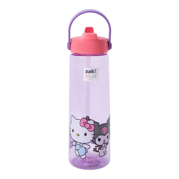 Zak Designs Hello Kitty and Friends Sanrio 30 oz BPA Free Plastic Water Bottle with Flip Straw Lid
