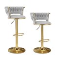 thumbnail image 6 of Daluvenix Velvet Bar Stools Set of 4, Counter Height Barstools with Low Back, Gold 360° Swivel Bar Stool ,Counter Height Bar Chairs for Kitchen Island, Pub,Light Grey, 6 of 7