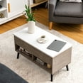 thumbnail image 3 of Costway Hydraulic Lifting Mechanism MDF Pine Wood Coffee Table, Grey, 3 of 11