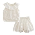 thumbnail image 5 of Amidoa Girls 2 Piece Outfits Summer Clothes Cute Short Sleeve and Casual Shorts Kids Clothing Sets Beige Size 3T, 5 of 8