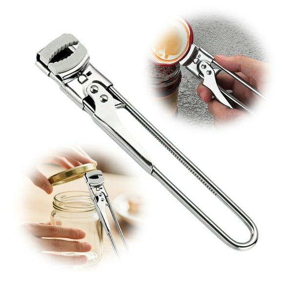 YUEQUN,Adjustable Manual Jar Opener Stainless Steel Manual Jar Bottle Opener Professional Can Opener Kitchen Cooking Lids Remover Silver 19.5cm