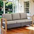 thumbnail image 2 of Bellefurn Outdoor 3 Seater Sofa Patio Couch Rattan Sofa with Waterproof Sofa Cover Set,Outdoor Patio Conversation Sets for Outdoor,Balcony,Front Porch, 2 of 10