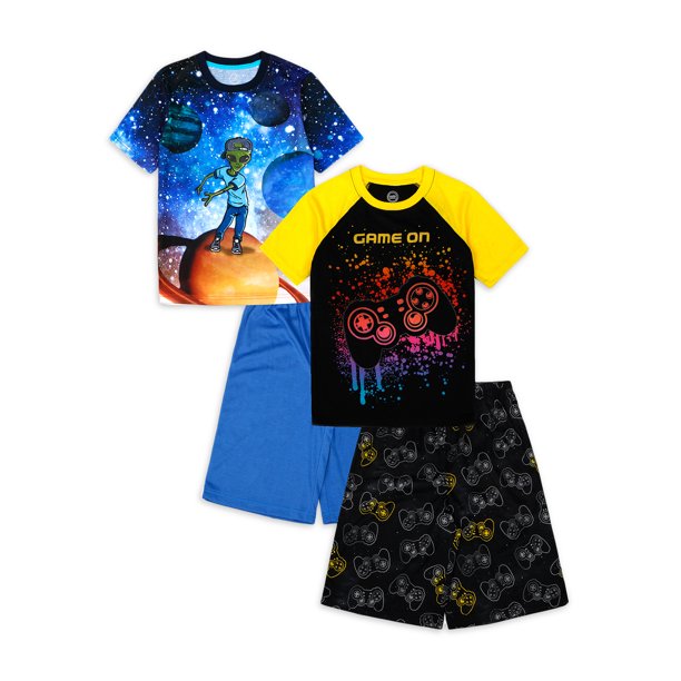 Wonder Nation Wonder Nation Boys Pajama Shorts Sleep Set, 4Piece Set