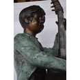 thumbnail image 3 of Nifao Boy playing cello large bronze statue – Outdoor Garden Decor Sculpture, 19"L x 22"W x 59"H, 3 of 10