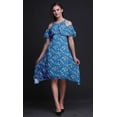 thumbnail image 2 of Bimba Robe Droite Évasée à Épaules Dénudées pour Femmes à Volants devant Imprimée Oiseau Bleu - X-Small, 2 of 6