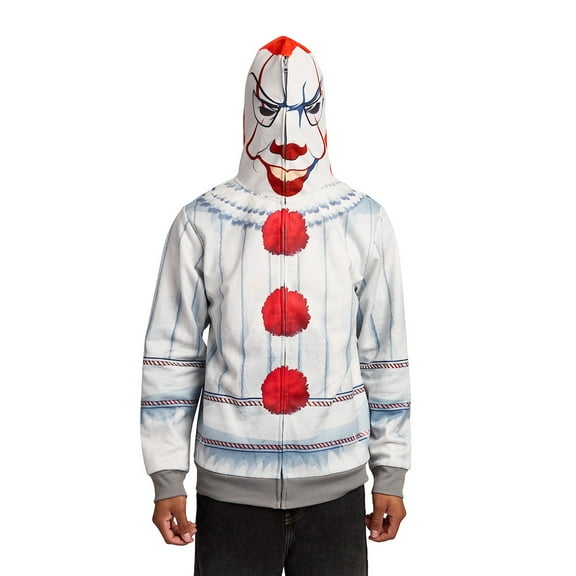 IT Pennywise Men's Long Sleeve Cosplay Zip Hoodie -Small