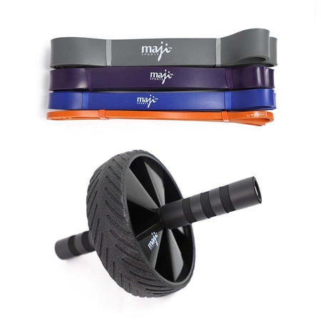 Latex Resistance Bands Set with Ab Wheel - 4 - ['orange', 'blue', 'purple', 'gray'] - 3.5 - Upgrade your workouts with this comprehensive set for full-body strength and conditioning!