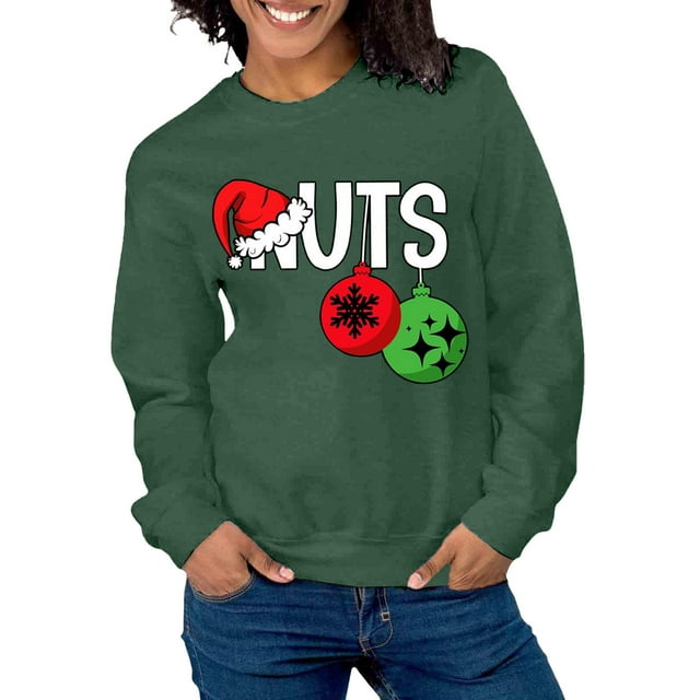 SOMOWI Chandails en Molleton de la Saint-Valentin pour Femmes Couples Assortis Chandail Sans Capuche Festif Col Rond Vacances Famille Vert Foncé Sortie Automne Hauts 2TG