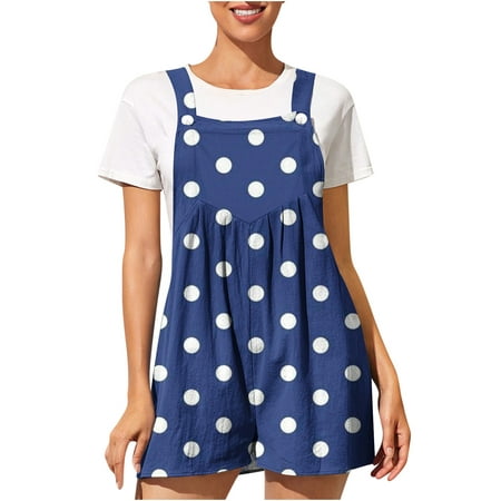 

Summer Savings Clearance! Edvintorg Dot Printing Rompers For Women Summer Womens Fashion Casual Sleeveless Suspender Rompers Overalls Jumpsuit Shorts