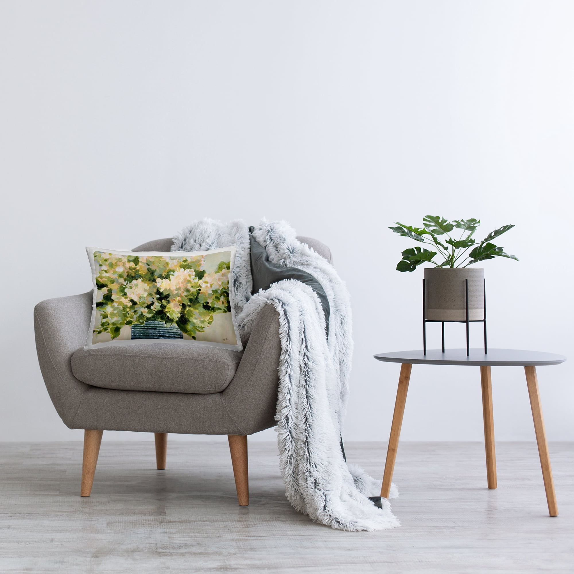 Stupell Industries Dotted Hydrangeas Vase Decorative Printed Throw Pillow Design by Katrina Pete.