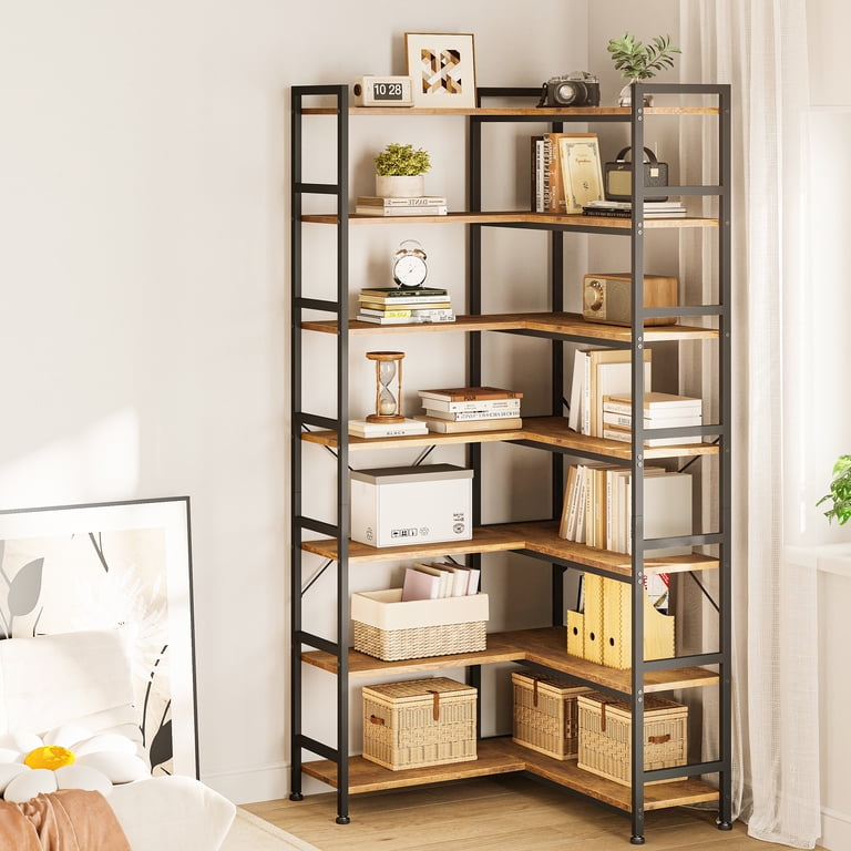 Casacomoda L-Shaped Corner Bookshelf, 7-Tier Industrial Design photo 3
