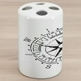 thumbnail image 1 of Compass Ceramic Toothbrush Holder, Monochrome Windrose Simplistic Design Direction Navigation Prehistoric, Decorative Versatile Countertop for Bathroom, 4.5" X 2.7", Charcoal Grey and White, 1 of 4