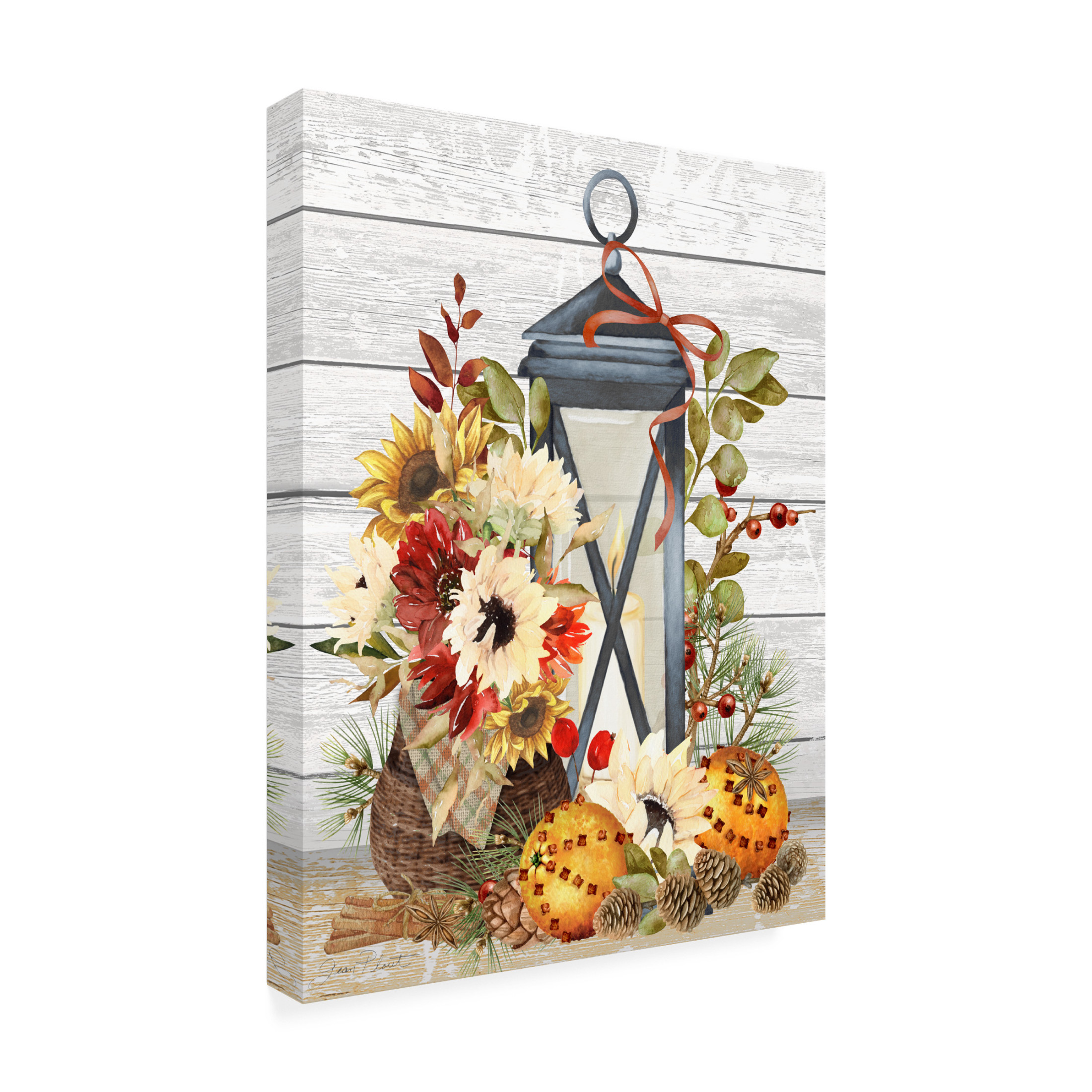 Canvas Wall Art - Jean Plout 'Fall Lantern A' Wall Art for Living Room, Bedroom, or Office Décor by Trademark Fine Art - 14 x 19 Inches